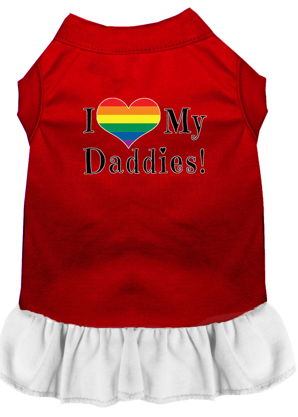 I Heart my Daddies Screen Print Dog Dress Red with White XL